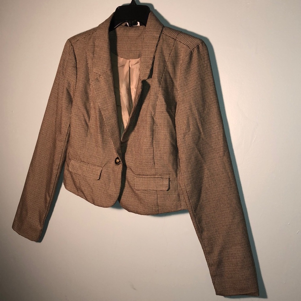Tan Houndstooth Blazer